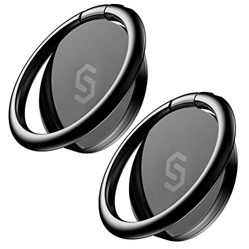Syncwire Anillo Soporte móvil, [2 Piezas] Soporte de Coche con rotación 360º Anilla metálica de Ajuste para móviles iPhone 11 Pro XS MAX XR 8 7 6s 6 Plus, Samsung, Huawei, Xiaomi Mi A3 9T y más,Negro
