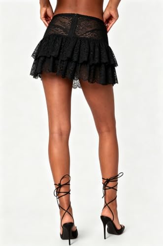 Image of Womens Y2k Ruffle Bloomer Short Lolita Layered Lace Mini Skirt