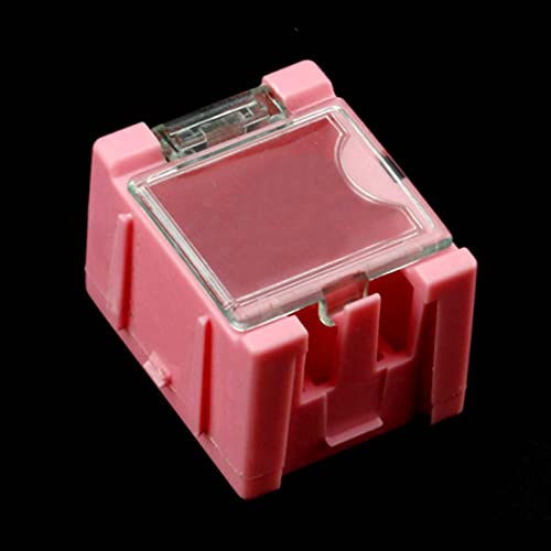 5pcs SMT Storage Boxes Electronic Components Mini Storage Case SMT SMD Assortment Box Container with Lids (pink)
