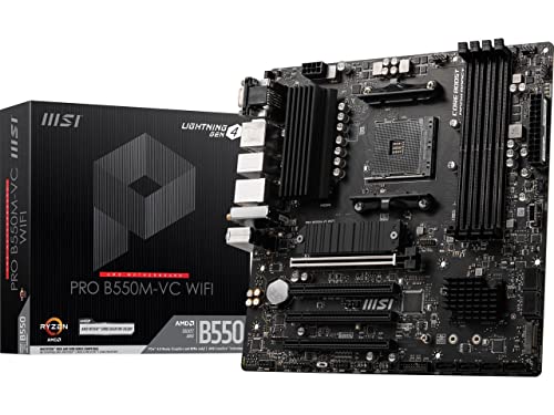 MSI PRO B550M-VC WiFi ProSeries Motherboard (AMD AM4, DDR4, PCIe 4.0, SATA 6Gb/s, M.2, USB 3.2 Gen 2, HDMI/DP, Wi-Fi, mATX) by MSI - Used condition - CA$131.09