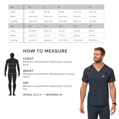 Image of FIGS Chisec Scrub Top for Men - 3 Pockets, Tailored Fit, Squared V-Neck, 4-Way Stretch, Moisture-Wicking