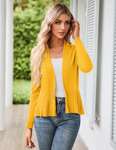 Image of GRACE KARIN Women's Lightweight Peplum Cardigan Sweaters Open Front Cropped Cardigan Long Sleeve Trendy Summer Knit Tops