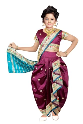 Cron Reddy to wear Traditional Turquoise Kids Nauvari Saree, Ethn...
