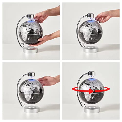 Globe flottant magnétique rotatif et lumineux LED pour décoration de bureau