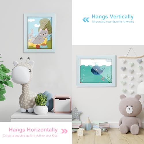 Image of [2-Pack] Kids Art Frames, 8.5x11 Front Opening Kids Artwork Frames Changeable, Light Green Artwork Display Storage Frame for Wall, Holds 50 Pcs, for 3D Picture, Crafts, Children Drawing, Hanging Art,