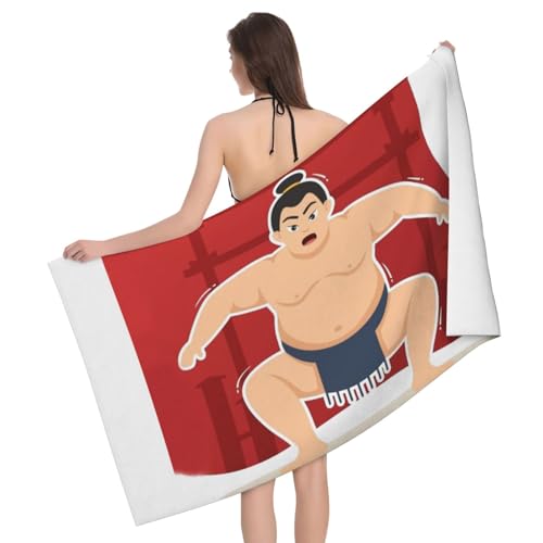 相撲 超吸水マイクロファイバーバスタオル 速乾・抗菌防臭 大判サイズ 軽量 洗濯に強い