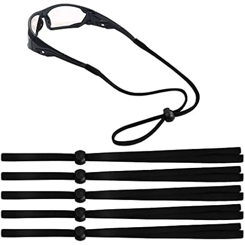 Zsanhua 5PCS Sports Eyeglass Strap Glasses Strap, Soft Sunglasses Lanyard Adjustable Non-Slip Eyewear Retainer, Eyeglass Cord Lanyard Glasses Band for Running Camping Outdoor (Black) Cover