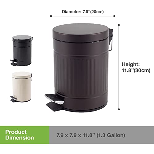 Kiuetsa Bathroom Trash Can, Round Vintage Garbage Bin For Kitchen, Bedroom, Living Room With Soft Close Lid, Small Farmhouse Indoor Waste Basket With Foot Pedal, 1.3 Gallon/ 5 Liter, Dark Bronze #TOP2