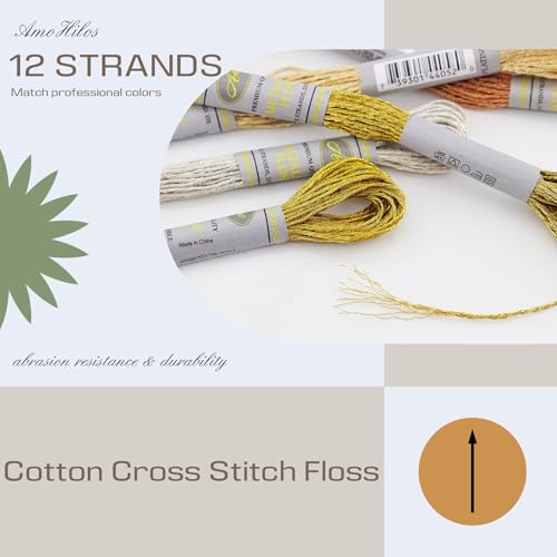 Image of Metallic Embroidery Floss 24 Skeins Set (12 Colors*2 Skeins) Glittery Metal Effect Shinny Cross Stitch Thread for Hand Embroidery, Sewing and DIY Handmade Artwork (12 Colors*2 Skeins-Set 1)