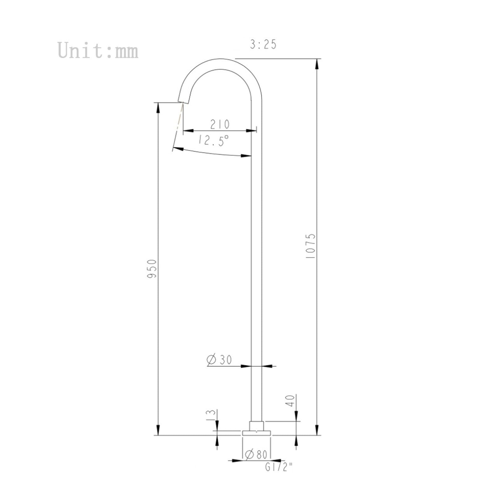 CMBSSTFC Rubinetti da Bagno a Scomparsa Rubinetto Miscelatore per Vasca da Bagno freestanding a Collo di Cigno con Montaggio a Pavimento Cromato in Ottone, Cromato