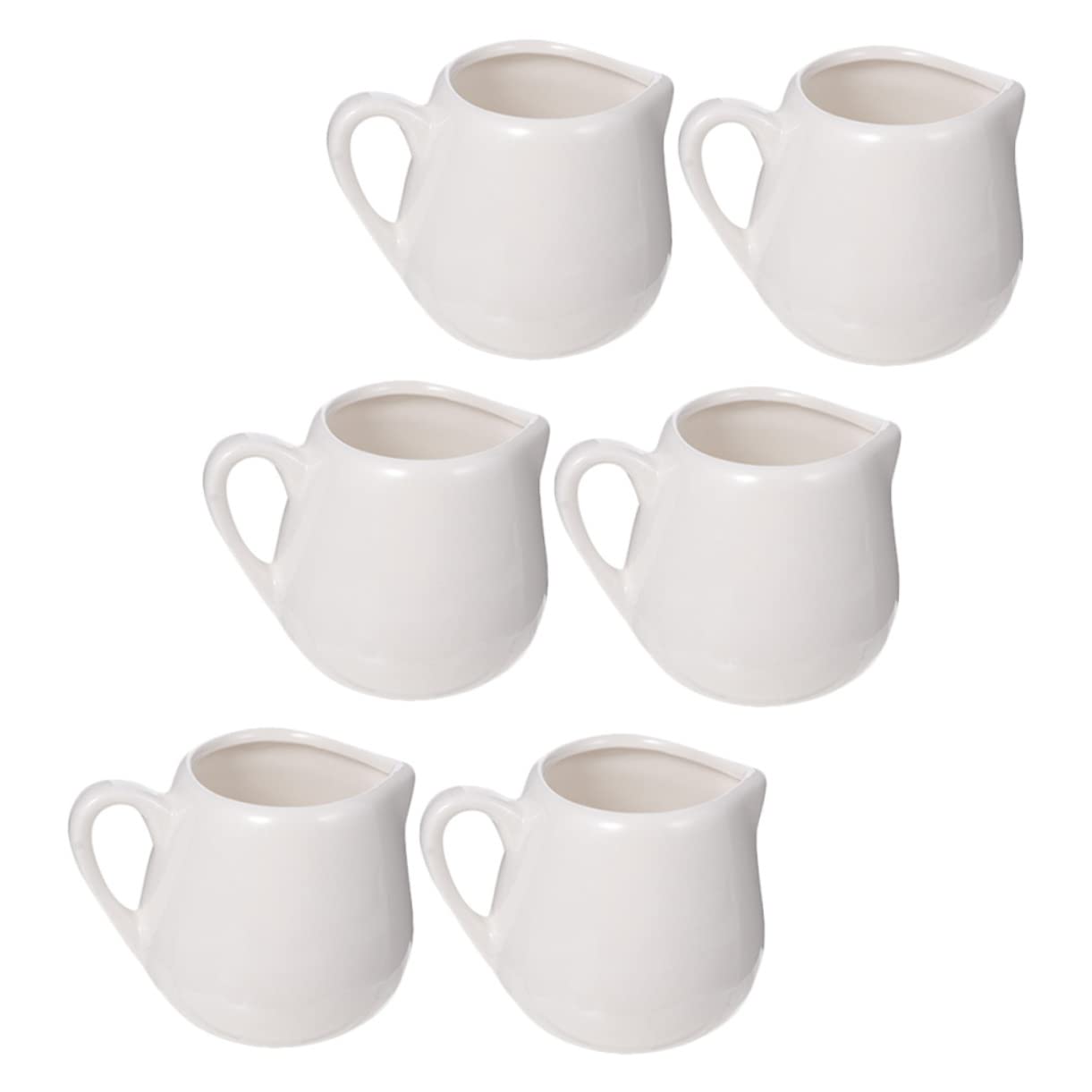 Lot de 6 Pichet à Sauce, en Céramique Blanc, Poignée | Service de Table, Design Simple et Soigné, Usage Maison, Présent de Crémaillère