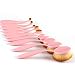 BeautyCoco 10 Pcs Pink Oval Makeup Brush Set Professional Foundation Brushes(Pink)