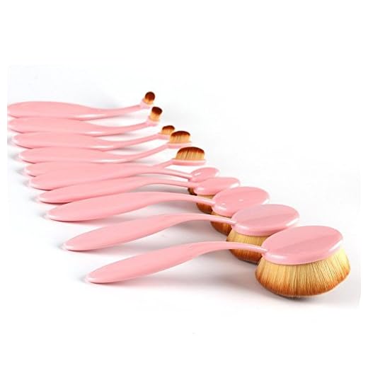 BeautyCoco Oval Toothbrush Makeup Brush Set Foundation Brushes Contour Powder Blush Conceler Brush Makeup Cosmetic Tool Set Rose Gold with Gift Box (Pink)