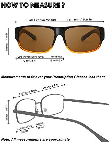 Image of The Fresh High Definition Polarized Wrap Around Shield Sunglasses for Glasses - Leather Eyeglasses Case