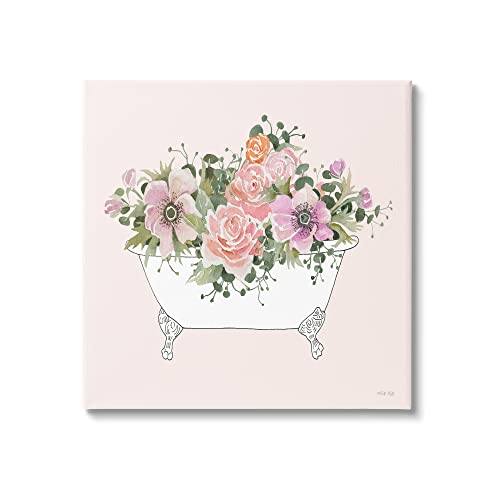 Stupell Industries Mixed Flower Arrangement Bathtub Planter Pink Blossoms Canvas Wall Art, Design By Cindy Jacobs by Stupell Industries - Used condition - US$23.78