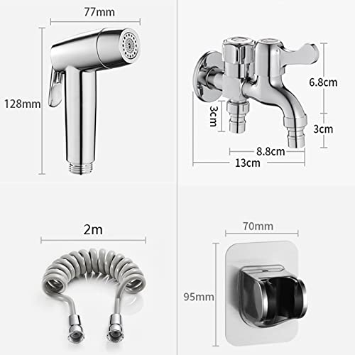 Kit bidet à main avec flexible de 2m et double robinet chromé G1/2 - 3