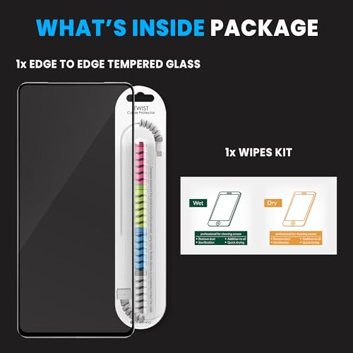 Image of FIRST MART Tempered Glass for iQOO Neo 7 Pro, Neo 7, iQOO 11 and 9T, 9H 0.3 mm Full-Glue Screen Protector with Cable Protector, 3D Edge-to-Edge, HD Clear, Case-Friendly, Black, Pack of 1
