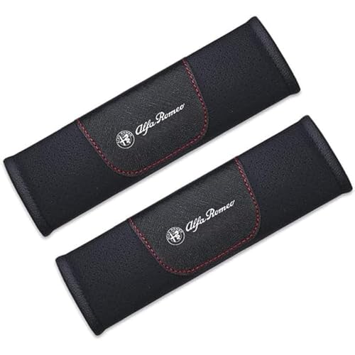 YZWDSFP 2 Pezzi Protezione per Cintura di Sicurezza Auto per Alfa Romeo, Imbottitura per Cintura Comodi, Cuscinetto per Cintura in Pelle