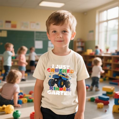 Kindergarten Shirt for Boys Back to School T-Shirts First Day I Just Crushed Kindergarten Monster Truck Tee 3-7 Years4