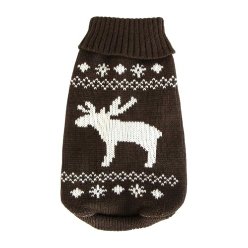 Wolters | Strickpullover mit Elch für Mops&Co in Braun/Weiß | Rückenlänge 40 cm