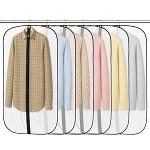 6 Pack Garment Bags 60 * 100cm, PEVA Translucent Garment Covers, 40inch Suit Storage Bags, Dress OrganizerUsed To Protect Shirts, Winter Coats, Jackets, Evening Dresses and Other Garments