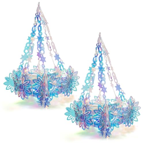2 pièces décorations de fête irisées, lustre arc-en-ciel à suspendre pour décoration de fête d'anniversaire mariage, fournitures toile fond mariage 14 pouces à suspendre au plafond bri