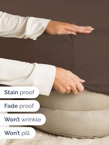 Image of Extra Deep Split King Fitted Sheet - Single Fitted Sheet Only - Brown | Easily Fits 18 inch to 24 inch Mattress, Soft, Wrinkle Free, Breathable & Comfy, Extra Deep Pockets Hotel Luxury Fitted Sheet
