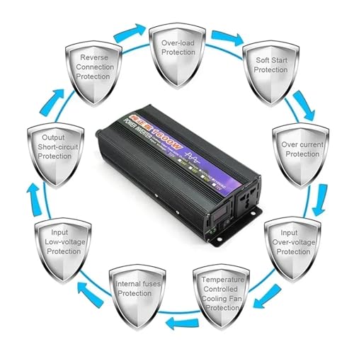 Convertisseur pur sinus 1600W protège vos appareils avec écran LED - 7