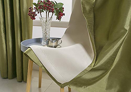 Image of GYROHOME Faux Silk Blackout Curtains, Fully Lined Solid Color Window Treatment Drapes for Bedroom and Thermal Insulated Grommet Top Room Darkening Drapes, (2 Panels, 52x84inch, Grass Green)