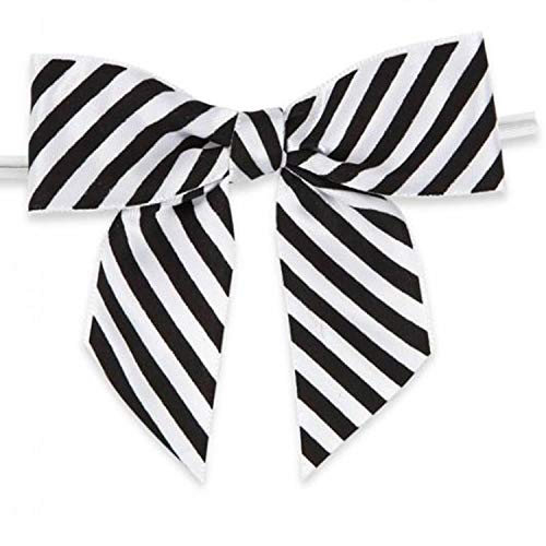 Weststone 50pcs Satin Black White Stripe Ribbon Bows 3 1/2