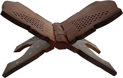 Garden Of Arts Wooden Handmade Quran Geeta Bible Holder Support Stand Reading Book Holder Display Folding Religious Prayer Stand Wooden Holy Book Stand (Rehal 13 Inches) - Image 4
