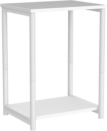 Miniatura 5 de VASAGLE Juego de 2 mesas auxiliares, mesa auxiliar pequeña, mesita de noche para sala de estar, dormitorio, oficina, baño, color blanco ULET272W14