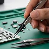 2Pcs Stainless Steel Anti Static Tweezers Set, Replaceable Tips Tweezers Small Component Craft Tools for Crafts, Jewelry Making, Electronics,DIY