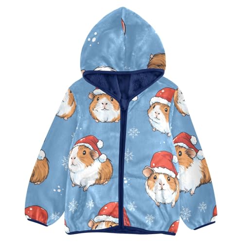 Little Guinea Pigs in Santa Hats Girls Fleece Jacket Girls Fall Jacket Girls Zip Up Hoodie Girls Sherpa Jacket 2-10T