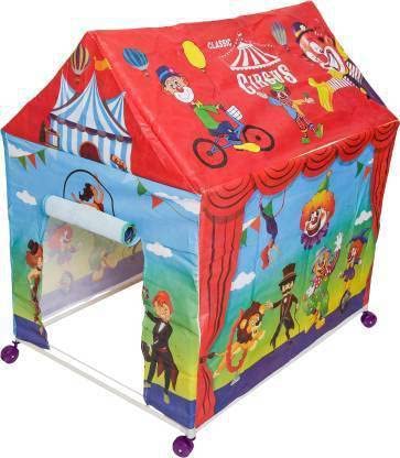 Shyam Creation Kids Foldable Water Proof Play Tent House with LED Light and Wheels || Jumbo Size || Random Design