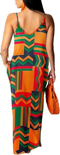 Image of Women's Casual Summer Maxi Dresses Sleeveless Adjustable Spaghetti Strap Loose Plus Size Dresses