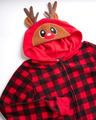 PJ's & Presents Boys’ Christmas Outfit – Cozy One Piece Holiday Hooded Jumpsuit – Cute Christmas Outfit for Boys (7-12)3
