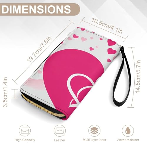 Womens Wallet Flying Heart Pattern Print Cell Phone Wallet Purse Travel Long Purse PU Leather Clutch Wallets with Zip, Hand Strap2
