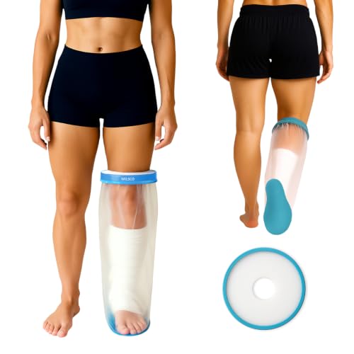 100% Waterproof Adult Cast Covers for Shower Leg, Resuable 28' Long,Easy to wear, Cast shower cover leg,foot bag for showering, post surgery waterproof foot boot covers, Plastic bag to cover leg