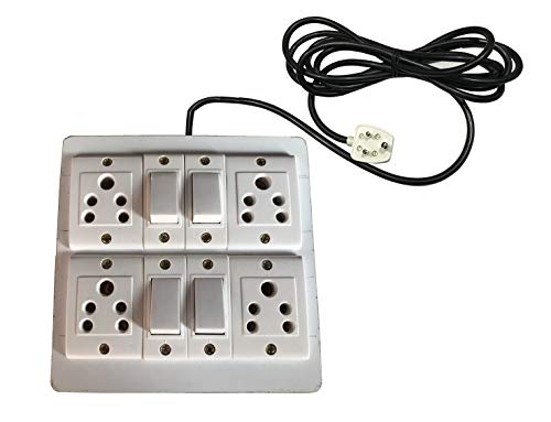 Image of Electric Extension Wooden Board (1 Meter 3Core Wire) (4 Socket 4 Switch-6x8x1.5)