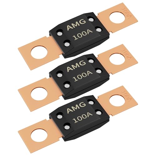 Joinfworld 3Pcs 100A MEGA Fuse High Current Bolt Mount Automotive 100 Amp MEGA/AMG Fuse for Cars Trucks Construction Vehicles Buses Caravan Cars Boats