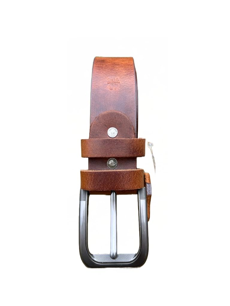 Elkoza Men's Dark Brown Leather Belt Genuine Leather Belts (, 34'' - 36'' Waist)