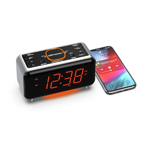 Emerson SmartSet Bluetooth Dual Alarm Clock Radio, USB Charging (1.5A 5V), Large LED Display, Auto Time and Day Set, FM Radio, 3 Alarm Modes, Aux Input, CKS1521 - Image 5