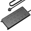 TROND Surge Protector Power Strip, 4000 Joules, ETL Listed, 13 Widely-Spaced Outlets Expansion with USB C Ports, Low-Profile Flat Plug, Wall Mountable, 5ft Extension Cord, 14AWG Heavy Duty, Black