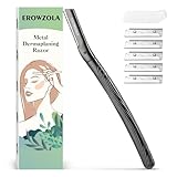 EROWZOLA Eyebrow Razor, Face Razors for Women and Men, Reusable Metal Handle with 6 Refill Blades, Eyebrow Trimmer with Precision Cover, Dermaplane Razor, Skin Care Tool - Black