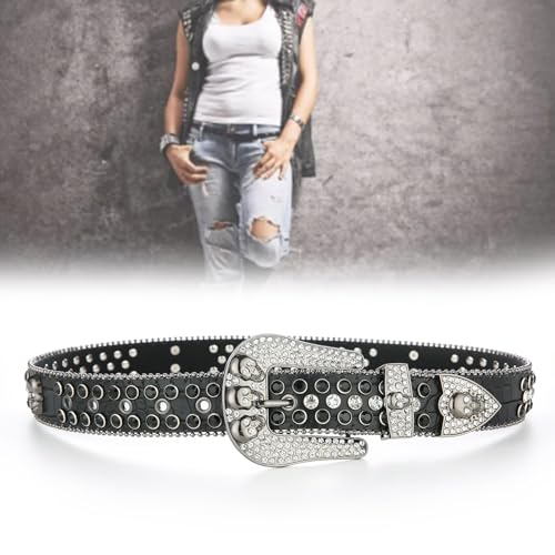 Locomotive Waist Belt Shinning Buckle Belts for Woman Men Skull Decor Waist Strap for Jeans Dress2
