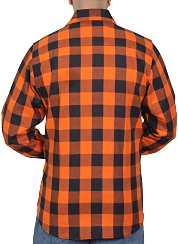 Hot Leathers FLM2007 Camisa De Franela De Manga Larga Naranja Y Negra Para Hombre, Naranja