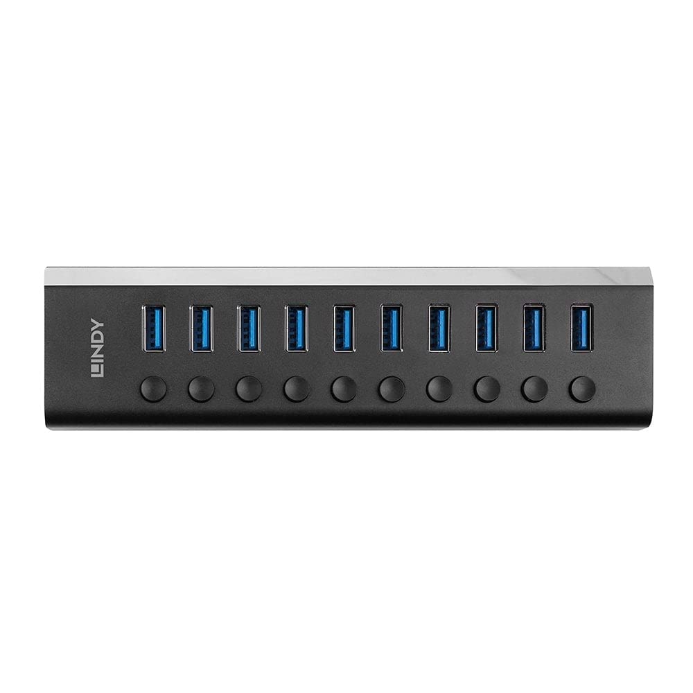 Lindy 43370 Hub USB 3.0 de 10 Puertos con interruptores de Encendido/Apagado