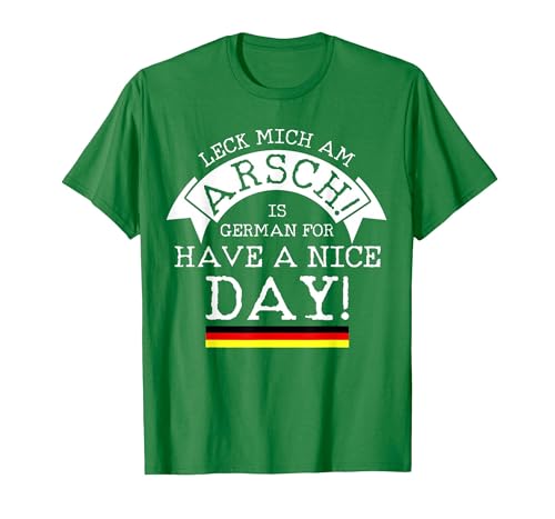 Image of Funny German - Kiss My Ass Germany Souvenir Oktoberfest T-Shirt, Men, Kelly Green, XX-Large