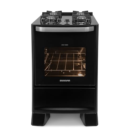 SUGGAR FOGÃO BEST GLASS PRETO MESA DE VIDRO 4 BOCAS TREMPE EM FERRO FUNDIDO ACENDIMENTO AUTOMÁTICO FGVBG410PT